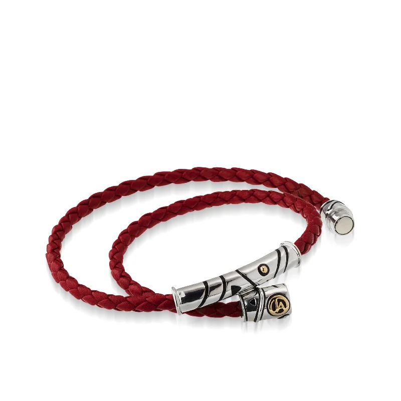 Bead trim bangles-Solar Leather Double-Wrap Bracelet