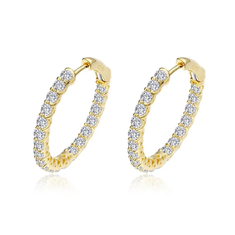 Bead weave earrings-Lafonn Simulated Diamond 2.00ct Inside Out 20mm Hoop Earrings E3018CLG