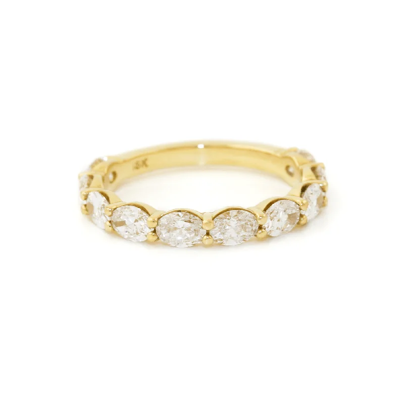 Multi-stone rings-18k Gold x 3mm 1.79ct Oval-Cut Lab Diamond Semi-Eternity Wedding Band