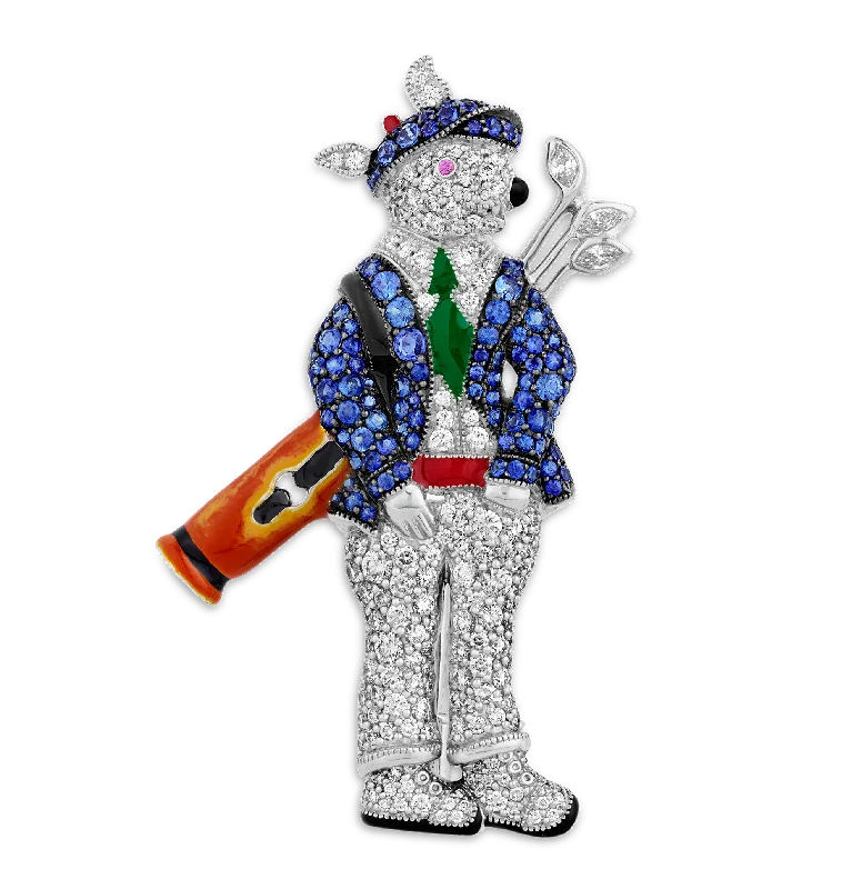 Bear charm brooch-Raymond Yard Rabbit Golf Caddy Brooch