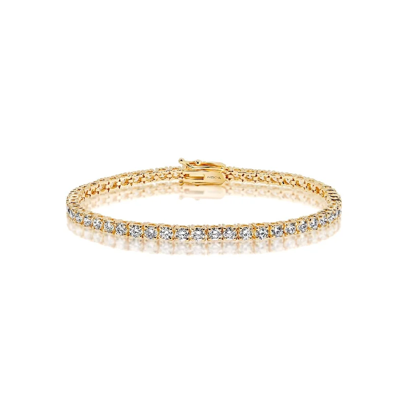 Wide gold bangles-Esme 5.50 Carat 11 Pointer Each Stone Round Brilliant Diamond Tennis Bracelet in 14k Yellow Gold