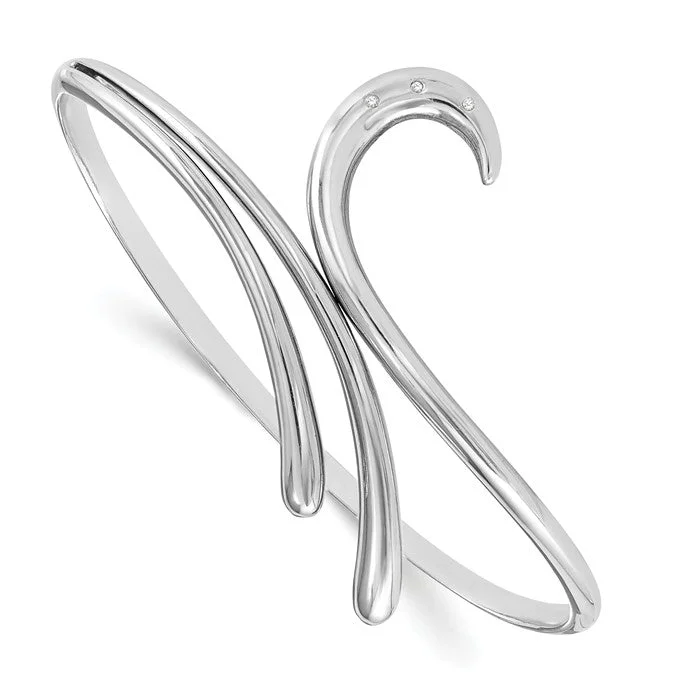 Mystic eye bangles-Sterling Silver White Ice Diamond Swirl Bangle Bracelet